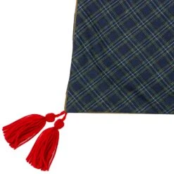 Northlight 48" Blue And Brown Burlap And Plaid Reindeer Christmas Tree Skirt With Tassels -Northlight 514937392809184