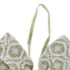 Northlight 5.75" White And Gold Small Double Loop Bow Christmas Decor -Northlight 514937564579040