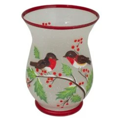 Northlight 8" Hand Painted Finches And Pine Glass Christmas Candle Holder White 12 Northlight 8" Hand Painted Finches And Pine Glass Christmas Candle Holder White -Northlight 514937719768288