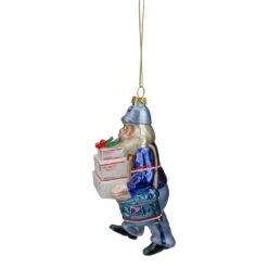Northlight Busy Santa USPS "Priority Mail" Carrier Glass Christmas Ornament - 6" - Blue -Northlight 514938074383584