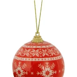 Northlight Nordic Decoupage Christmas Ball Ornaments - 2.25" (60mm) - 14pc Red -Northlight 514938091160800