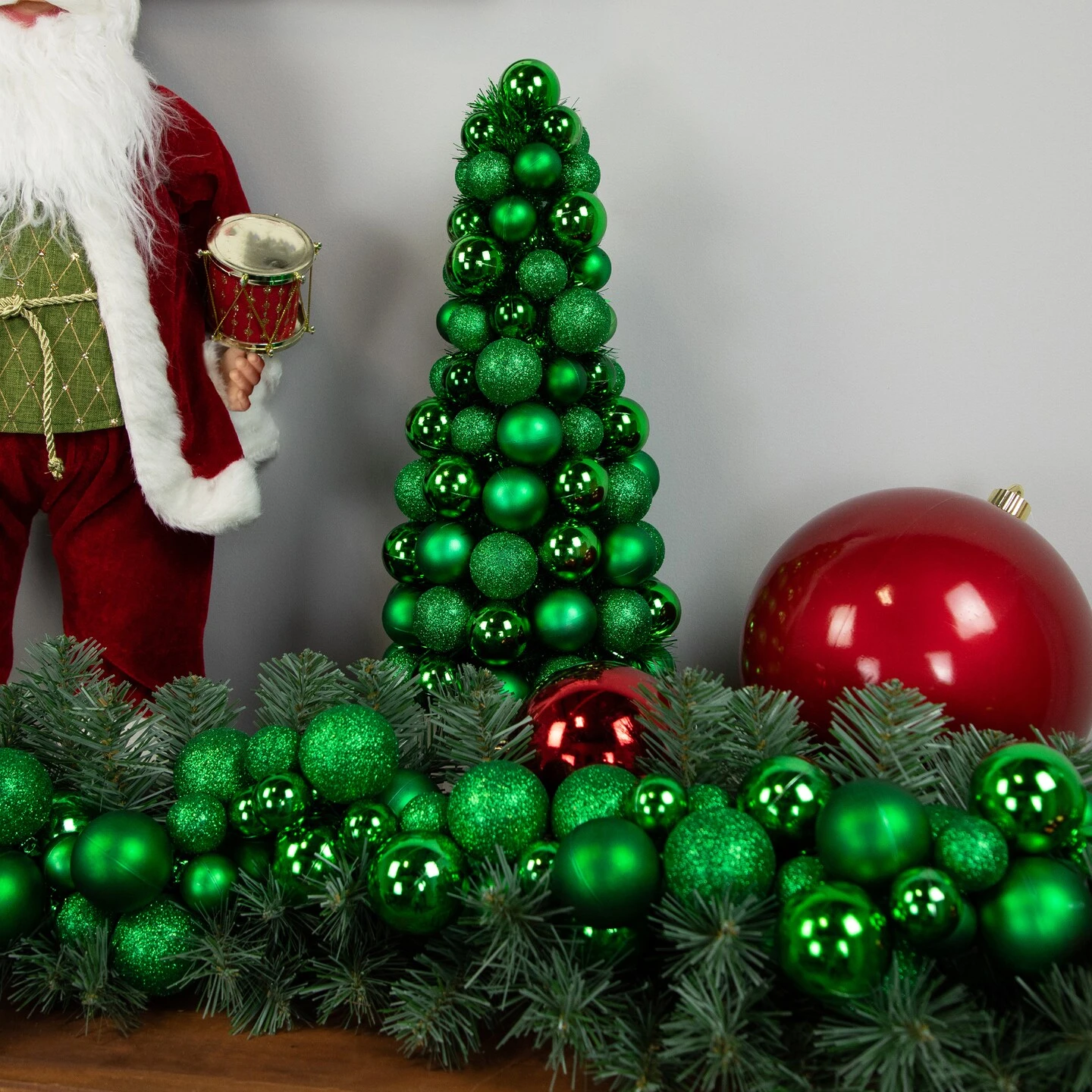 Northlight 3-Finish Shatterproof Ball Christmas Tree With Tinsel - 15.75" - Green 7 Northlight 3-Finish Shatterproof Ball Christmas Tree With Tinsel - 15.75" - Green - Image 5