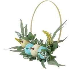 Northlight Blue Pumpkins And Foliage Fall Harvest Artificial Half Wreath, 20-Inch -Northlight 514938279707872
