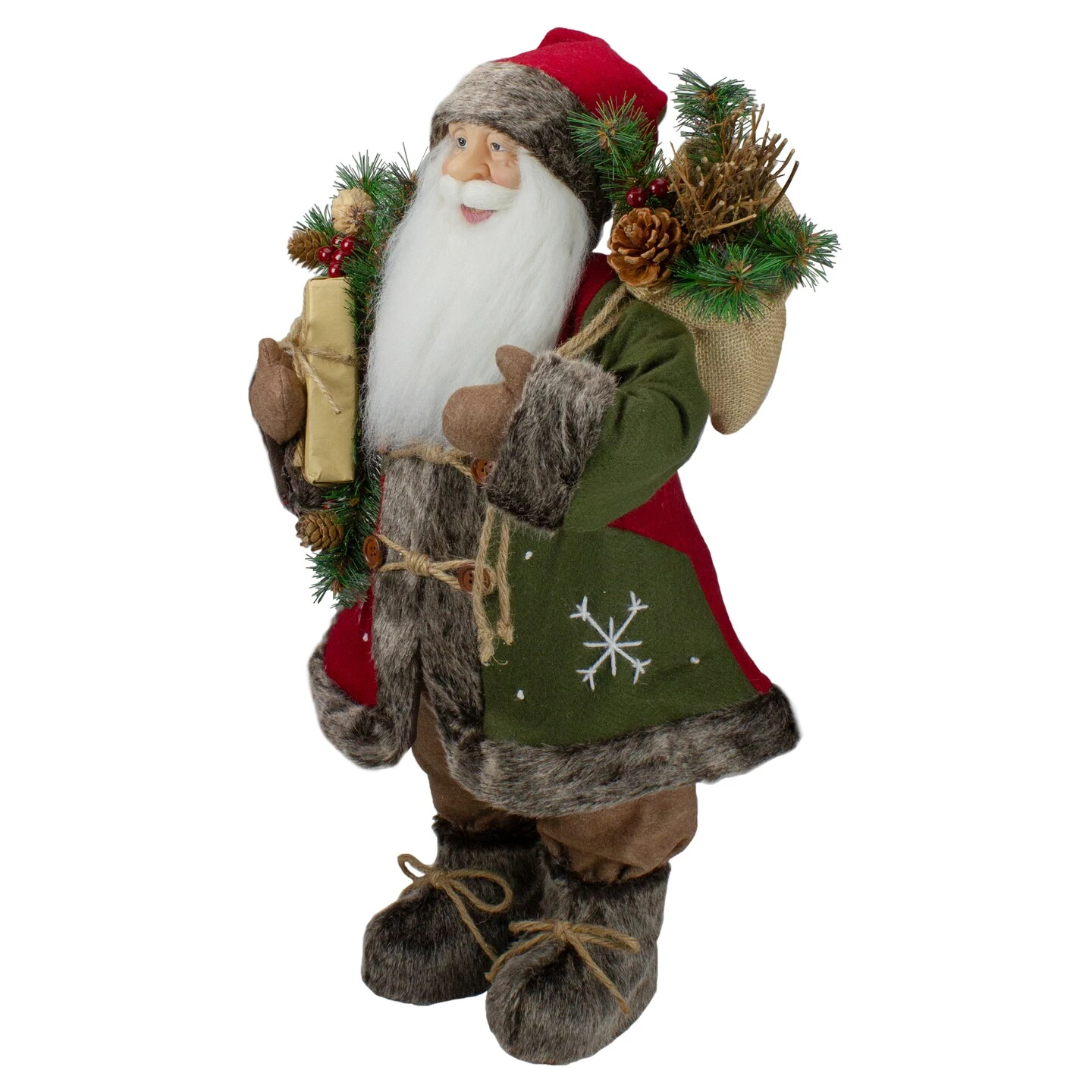 Northlight 24" Country Rustic Santa Claus With Snowflake Jacket Christmas Figure Brown 6 Northlight 24" Country Rustic Santa Claus With Snowflake Jacket Christmas Figure Brown - Image 4