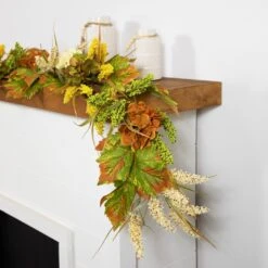 Northlight 5' X 10" Flowers With Wheat Artificial Fall Harvest Garland, Unlit Green 14 Northlight 5' X 10" Flowers With Wheat Artificial Fall Harvest Garland, Unlit Green -Northlight 519556143876624