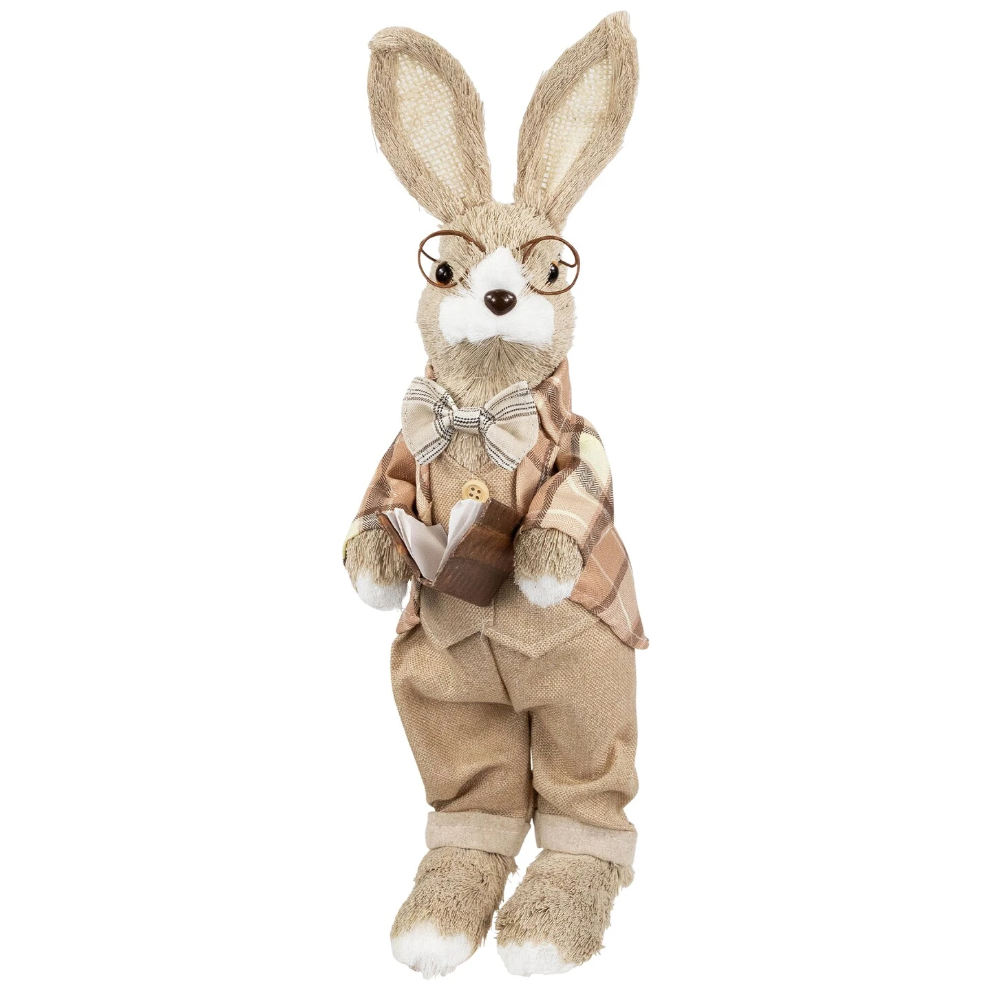 Northlight Rustic Boy Rabbit Easter Figure With Book - 16.25" - Beige 3 Northlight Rustic Boy Rabbit Easter Figure With Book - 16.25" - Beige