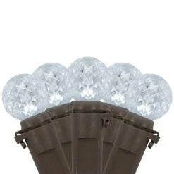 Northlight LED G12 Berry Christmas Lights - Pure White - 16' Brown Wire - 50ct -Northlight 519557097798672 1