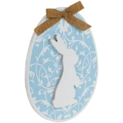 Northlight Easter Egg With Bunny And Burlap Bow Wooden Wall Decoration - 9.5" - Blue 15 Northlight Easter Egg With Bunny And Burlap Bow Wooden Wall Decoration - 9.5" - Blue -Northlight 519557617523728