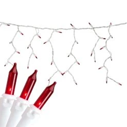 Northlight Mini Incandescent Icicle Christmas Lights - Red - 3.5' White Wire - 100ct