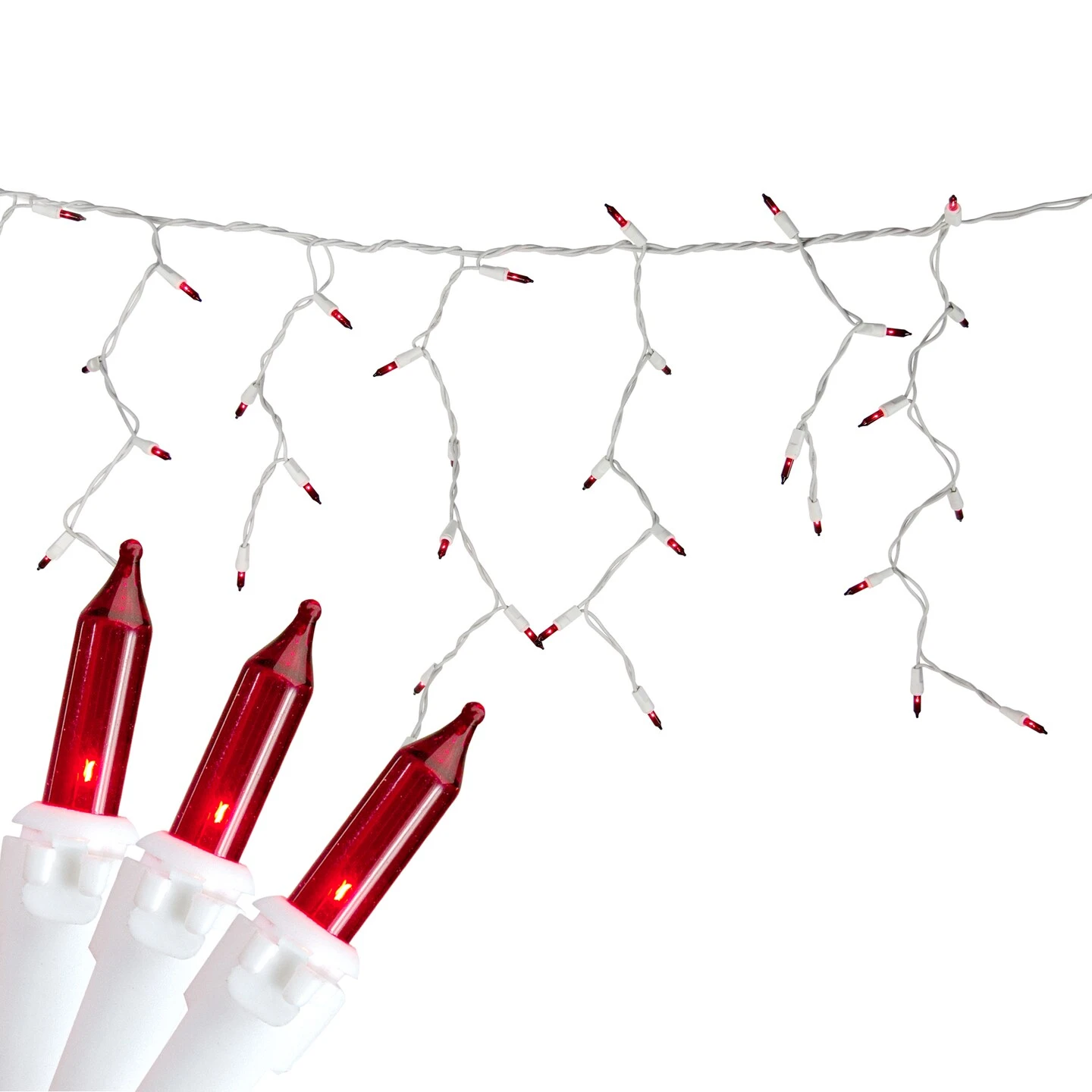 Northlight Mini Incandescent Icicle Christmas Lights - Red - 3.5' White Wire - 100ct 3 Northlight Mini Incandescent Icicle Christmas Lights - Red - 3.5' White Wire - 100ct