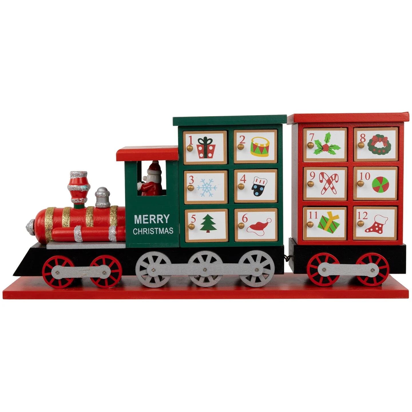 Northlight 16.5" Locomotive Train Wooden Christmas Advent Calendar Red 9 Northlight 16.5" Locomotive Train Wooden Christmas Advent Calendar Red - Image 7