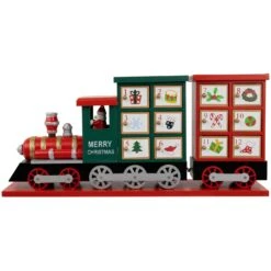 Northlight 16.5" Locomotive Train Wooden Christmas Advent Calendar Red