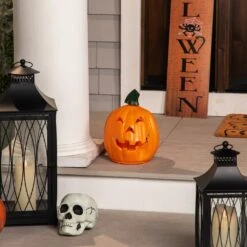 Northlight LED Lighted And Animated Double-Sided Jack O' Lantern Halloween Decoration - 9.75" Orange -Northlight 522820842805168 2