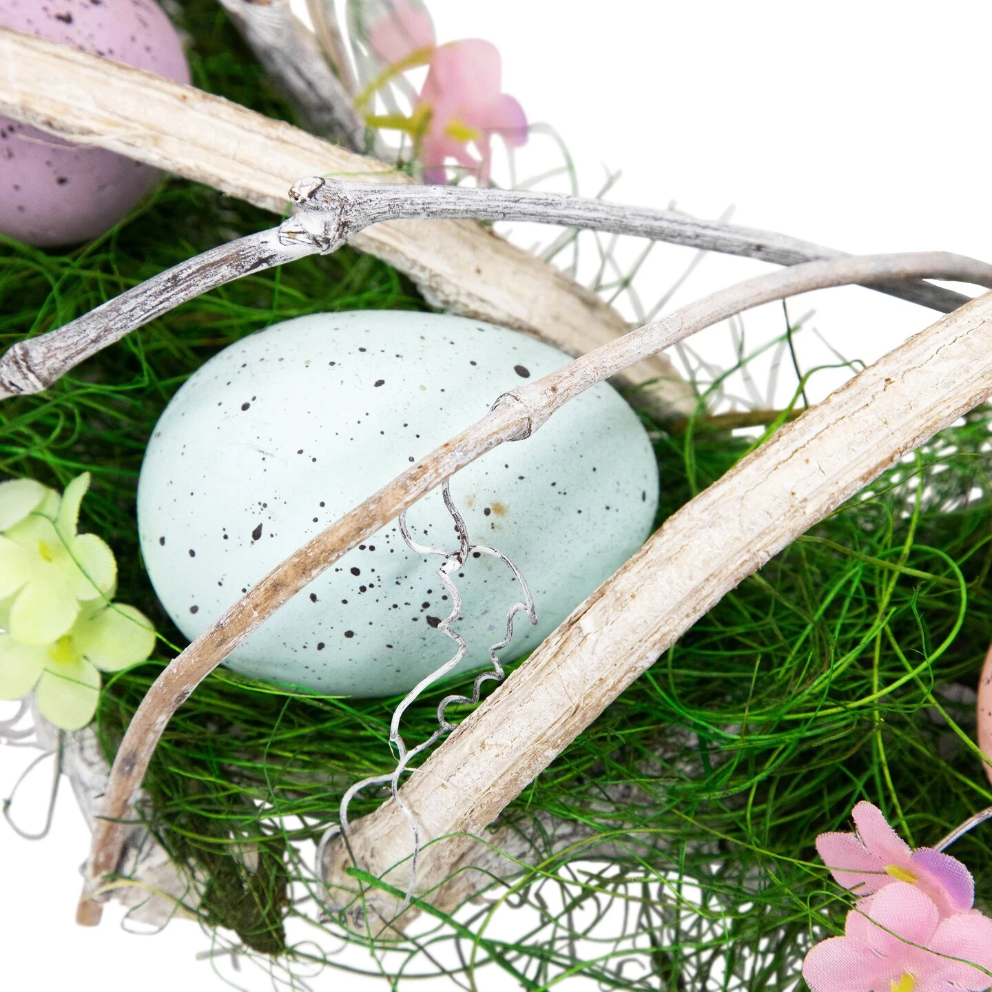Northlight Speckled Eggs And Spring Flowers Easter Wreath - 15" Green 8 Northlight Speckled Eggs And Spring Flowers Easter Wreath - 15" Green - Image 6