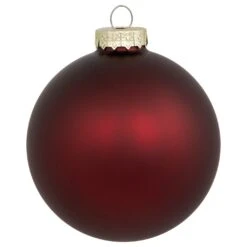 Northlight 2-Finish Glass Christmas Ball Ornaments - 4" (100mm) - Burgundy - 4ct Red -Northlight 523536176338960