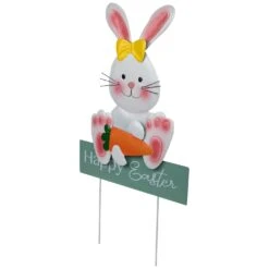 Northlight Bunny With Carrot Happy Easter Outdoor Garden Stake - 18.75" White 13 Northlight Bunny With Carrot Happy Easter Outdoor Garden Stake - 18.75" White -Northlight 523536840517648