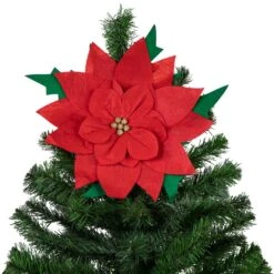 Northlight Red Poinsettia Tie-On Christmas Tree Topper Unlit - 14" -Northlight 524273814750432