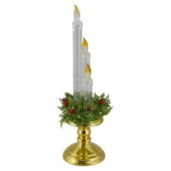 Northlight Lighted Water Candle With Foliage And Berries - 14.5" Gold -Northlight 524273911219424