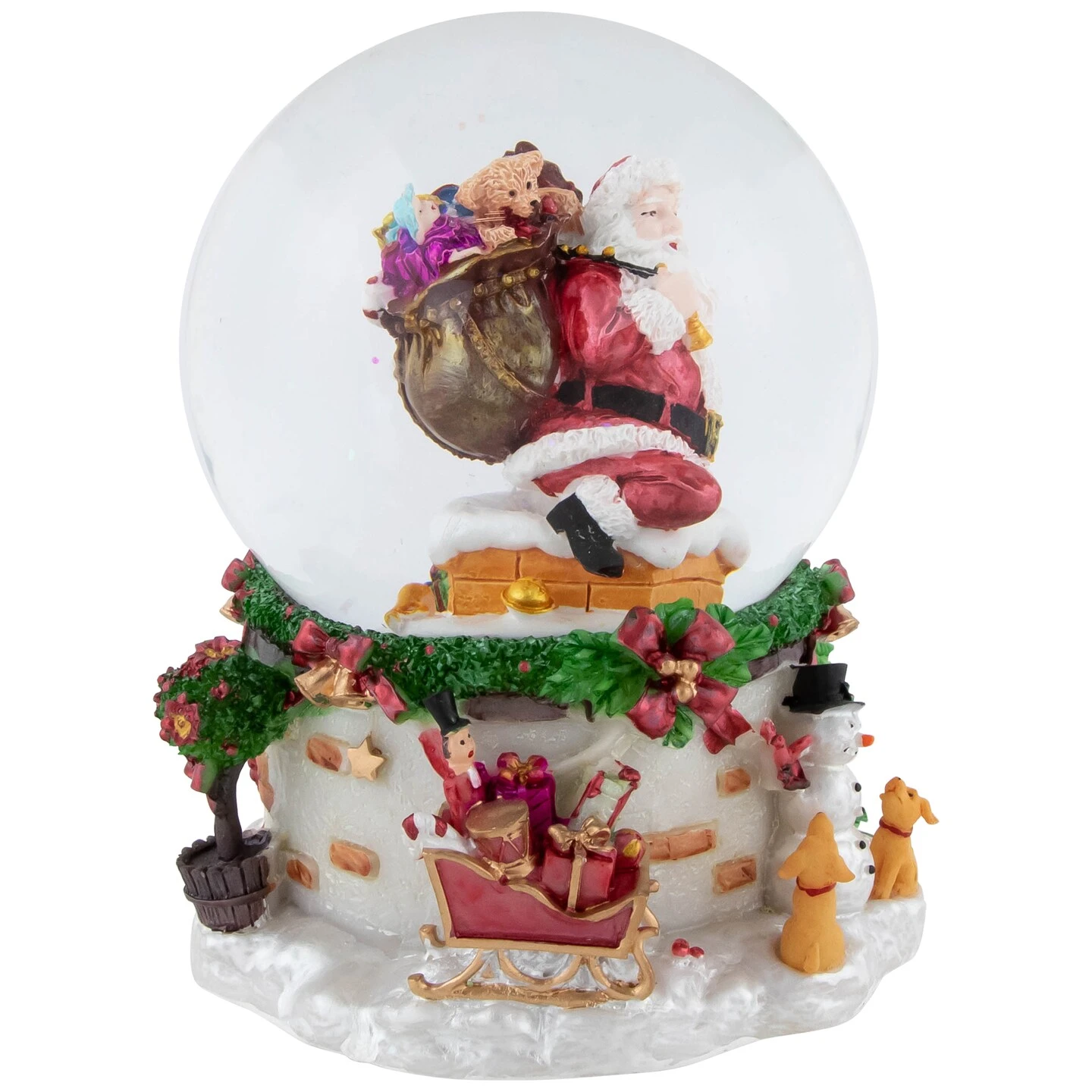Northlight Santa Claus In Chimney Musical Christmas Snow Globe - 7" Red 6 Northlight Santa Claus In Chimney Musical Christmas Snow Globe - 7" Red - Image 4