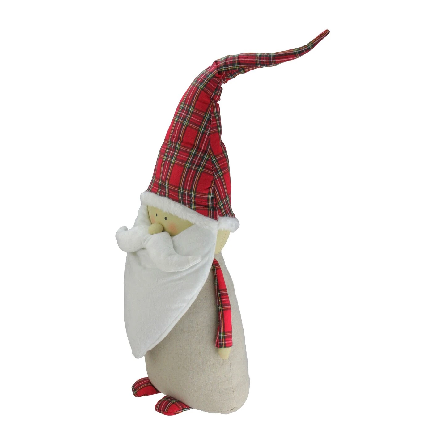 Northlight Santa Claus Gnome With Plaid Hat Christmas Figurine -26" White 6 Northlight Santa Claus Gnome With Plaid Hat Christmas Figurine -26" White - Image 4