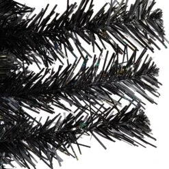 Northlight Holographic Black Slim Artificial Tinsel Halloween Tree - 4' - Black - Unlit -Northlight 524274953503968