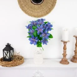 Northlight Real Touch™ Blue Artificial Lotus Floral Sprays, Set Of 6 - 25" -Northlight 524274959795424