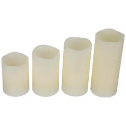 Northlight LED Flameless Flickering Wax Pillar Candles - 7" - Cream - Set Of 4 Ivory -Northlight 524275085821152