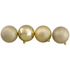 Northlight Shatterproof 4-Finish Christmas Ball Ornaments 3.25" (80mm) - Champagne Gold - 32ct 10 Northlight Shatterproof 4-Finish Christmas Ball Ornaments 3.25" (80mm) - Champagne Gold - 32ct -Northlight 524275147490528