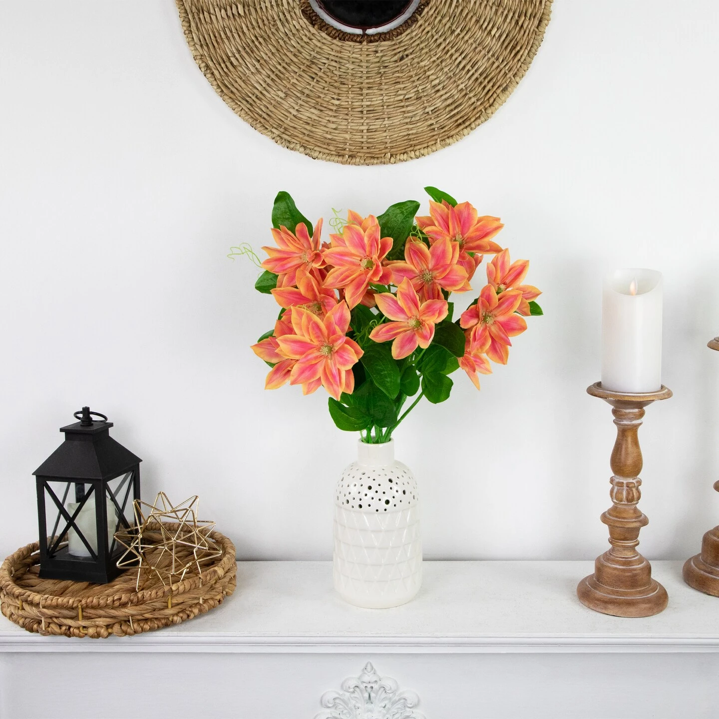 Northlight Real Touch™ Coral Orange Artificial Lotus Floral Sprays, Set Of 6 - 25" 6 Northlight Real Touch™ Coral Orange Artificial Lotus Floral Sprays, Set Of 6 - 25" - Image 4