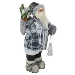 Northlight 2' Standing Santa Christmas Figure Carrying A Lantern Gray -Northlight 524275182290144