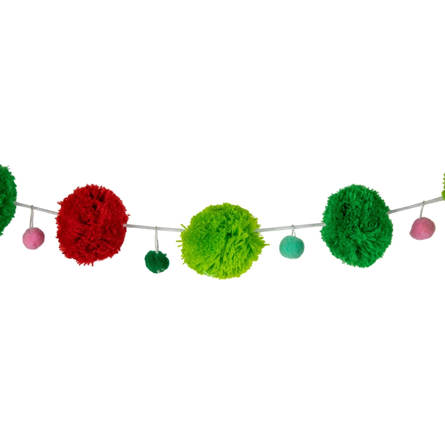 Northlight Pom Pom Christmas Garland - 4' X 2" - Green And Red - Unlit 9 Northlight Pom Pom Christmas Garland - 4' X 2" - Green And Red - Unlit - Image 7