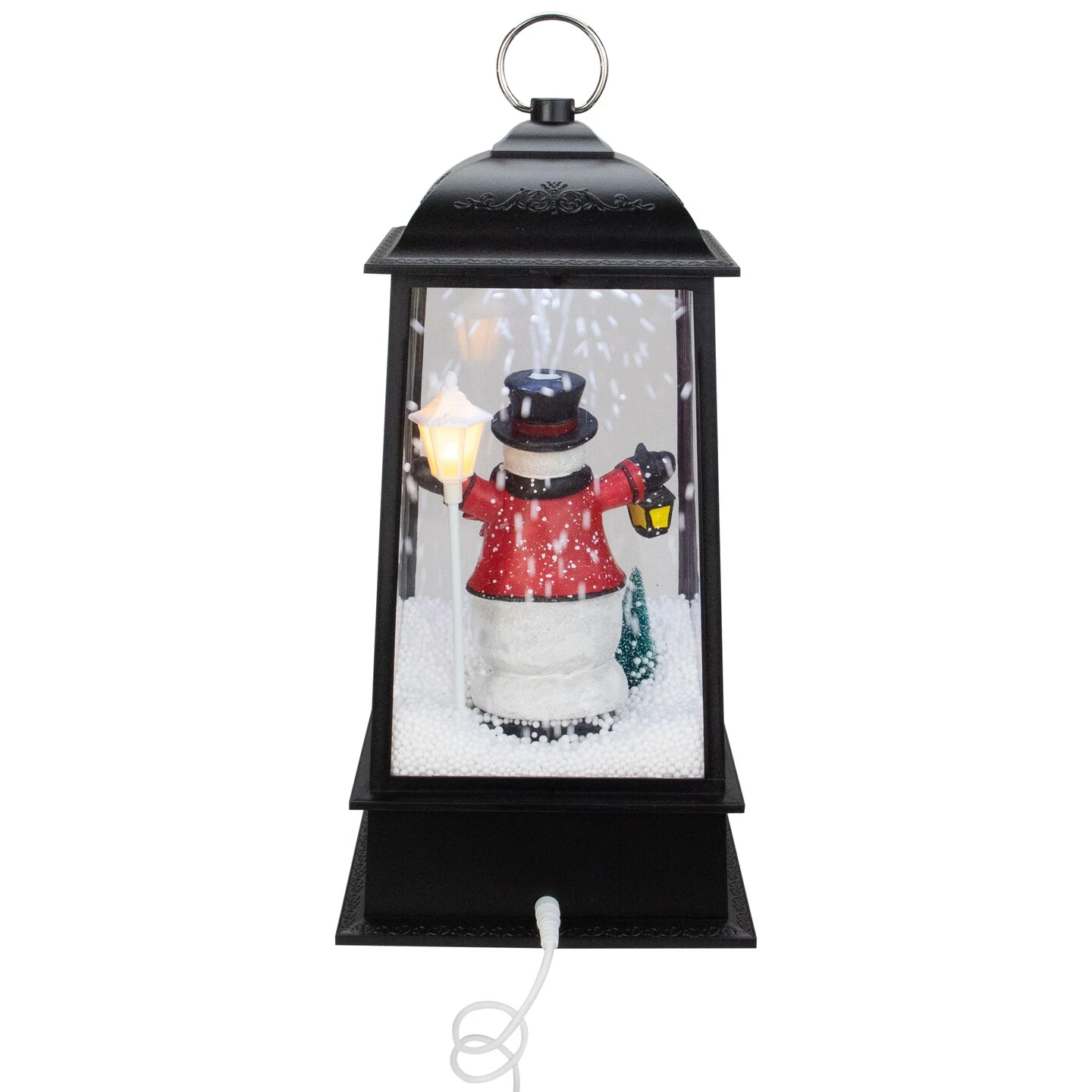 Northlight Lighted Snowman Christmas Lantern With Falling Snow - 13" - Black 7 Northlight Lighted Snowman Christmas Lantern With Falling Snow - 13" - Black - Image 5