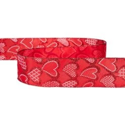 Northlight Hearts Valentine's Day Glittered Wired Craft Ribbon - 2.5" X 10 Yards - Red And White 14 Northlight Hearts Valentine's Day Glittered Wired Craft Ribbon - 2.5" X 10 Yards - Red And White -Northlight 526727217189040