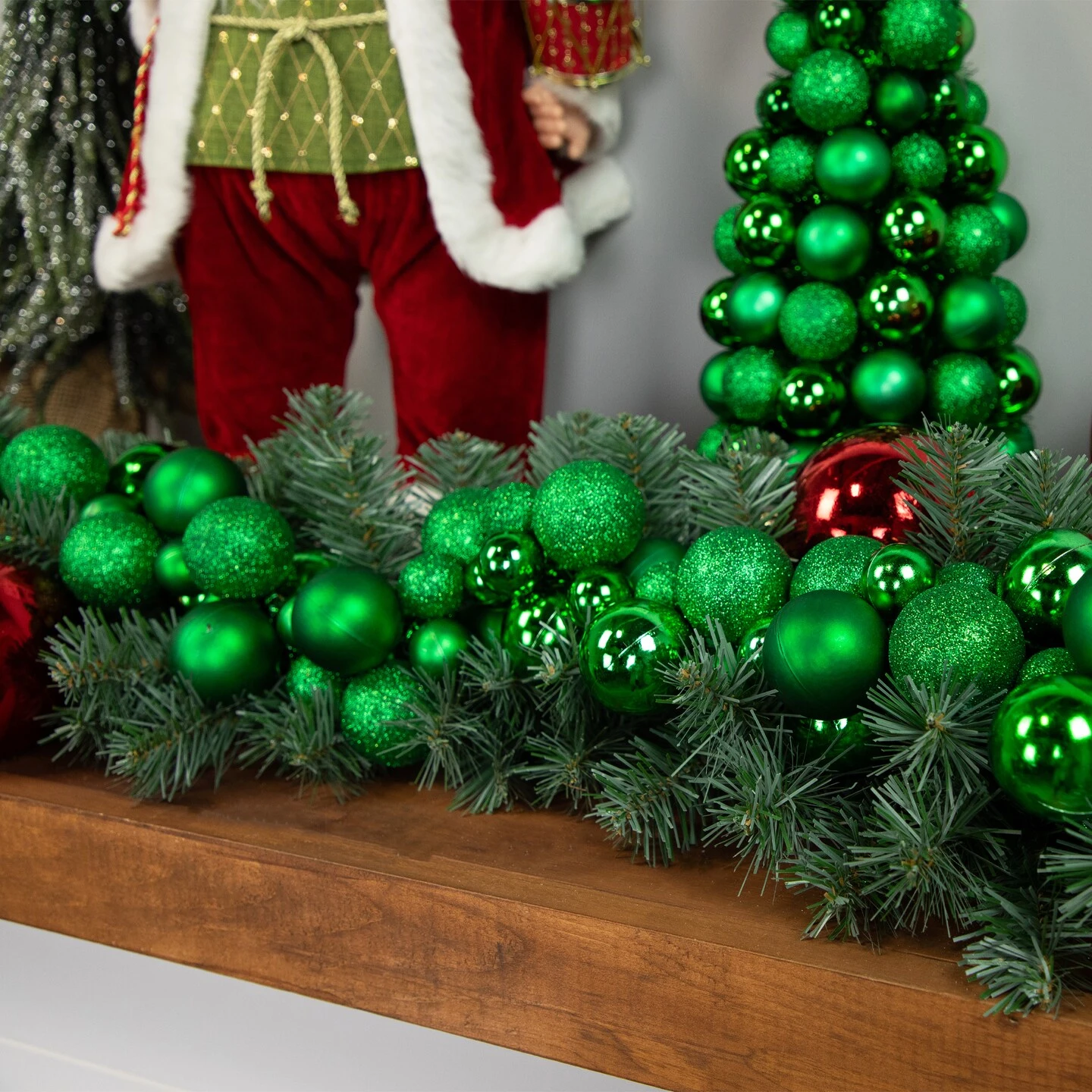 Northlight 3-Finish Shatterproof Ball Christmas Tree With Tinsel - 15.75" - Green 6 Northlight 3-Finish Shatterproof Ball Christmas Tree With Tinsel - 15.75" - Green - Image 4