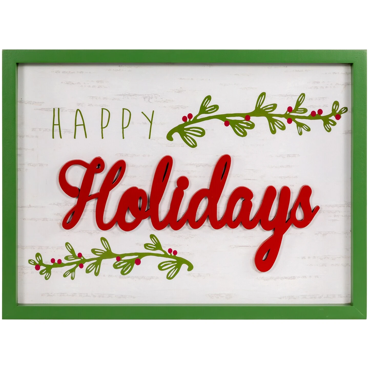 Northlight 15.75" Framed "Happy Holidays" Christmas Wooden Wall Sign White 10 Northlight 15.75" Framed "Happy Holidays" Christmas Wooden Wall Sign White - Image 8