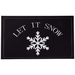Northlight Let It Snow Christmas Doormat 29" X 17" Black