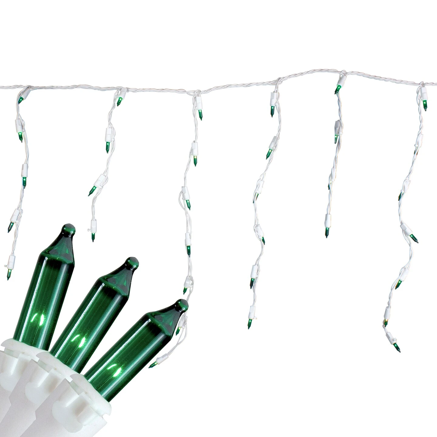 Northlight Mini Icicle Christmas Lights - Incandescent - 3.5' White Wire - Green - 100ct 3 Northlight Mini Icicle Christmas Lights - Incandescent - 3.5' White Wire - Green - 100ct