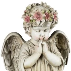 Northlight LED Lighted Praying Cherub With Flowers Statue - 16" Ivory 15 Northlight LED Lighted Praying Cherub With Flowers Statue - 16" Ivory -Northlight 535045930342320