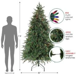 Northlight Real Touch™️ Pre-Lit Medium Hunter Fir Artificial Christmas Tree - 7.5' - Multicolor Lights Green 14 Northlight Real Touch™️ Pre-Lit Medium Hunter Fir Artificial Christmas Tree - 7.5' - Multicolor Lights Green -Northlight 53807303974608