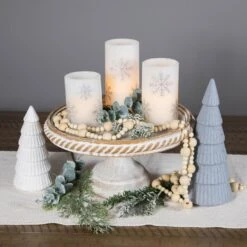 Northlight LED Flameless Flickering Wax Pillar Snowflake Christmas Candles - 6" - Set Of 3 White -Northlight 543820190139616