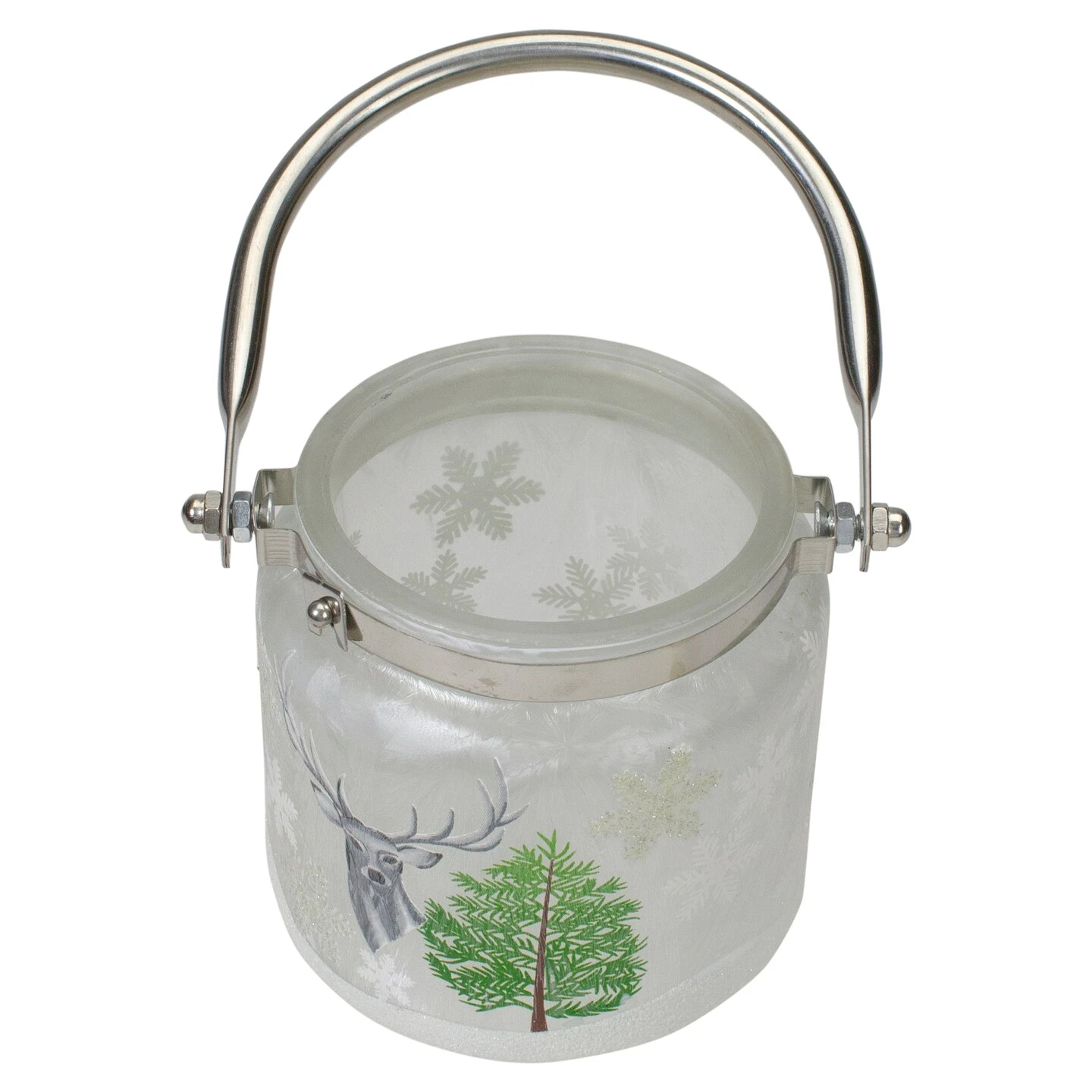 Northlight 4" Deer, Pine And Snowflakes Hand Painted Flameless Glass Candle Lantern Gray 8 Northlight 4" Deer, Pine And Snowflakes Hand Painted Flameless Glass Candle Lantern Gray - Image 6
