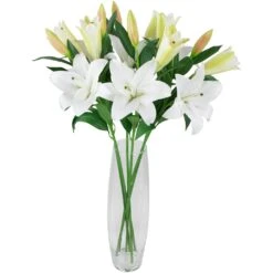 Northlight Real Touch™ Artificial Casa Blanca Lily Sprays - 38" - White - Set Of 6 -Northlight 543820349326560