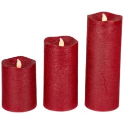 Northlight LED Flickering Flameless Textured Wax Pillar Candles - 8" - Red - Set Of 3 14 Northlight LED Flickering Flameless Textured Wax Pillar Candles - 8" - Red - Set Of 3 -Northlight 543820458575072