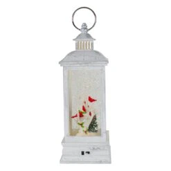 Northlight Brushed Christmas Cardinals Snow Globe Lantern - 11" - White And Silver 14 Northlight Brushed Christmas Cardinals Snow Globe Lantern - 11" - White And Silver -Northlight 543821175801056