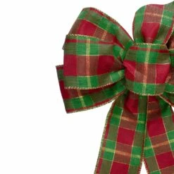 Northlight Plaid 6-Loop Christmas Bow Decoration - 9" X 14" - Red And Green -Northlight 543821381125344