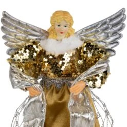 Northlight 12" Metallic Bronze And Silver Sequined Angel Christmas Tree Topper, Unlit 16 Northlight 12" Metallic Bronze And Silver Sequined Angel Christmas Tree Topper, Unlit -Northlight 543821423068384