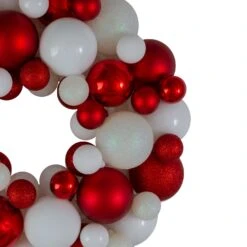Northlight 3-Finish Shatterproof Ball Christmas Wreath - 13" - Red And White - Unlit -Northlight 543821695698144