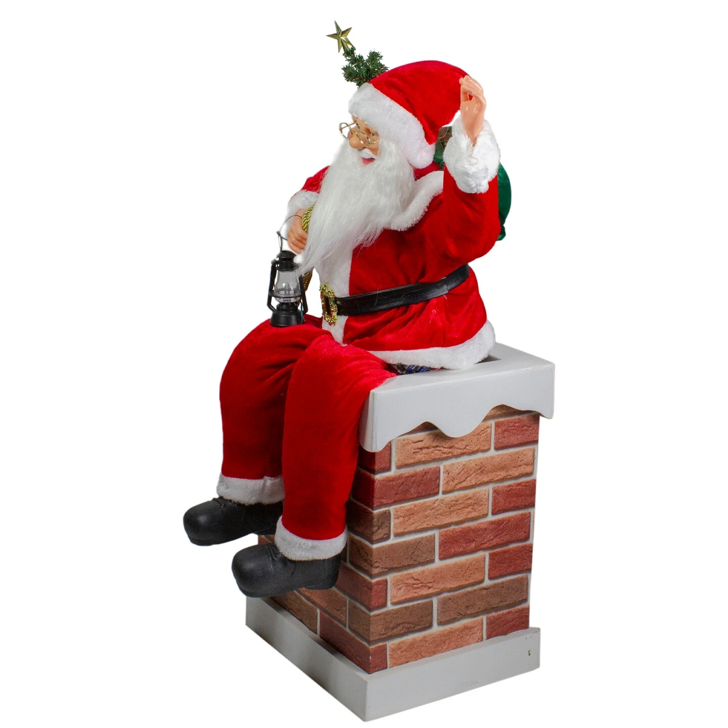 Northlight 32" Musical And Animated Santa On A Chimney Christmas Decoration Red 8 Northlight 32" Musical And Animated Santa On A Chimney Christmas Decoration Red - Image 6