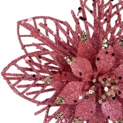 Northlight Pack Of 4 Glittered Pink Poinsettia Christmas Ornaments 6" -Northlight 549367453685472