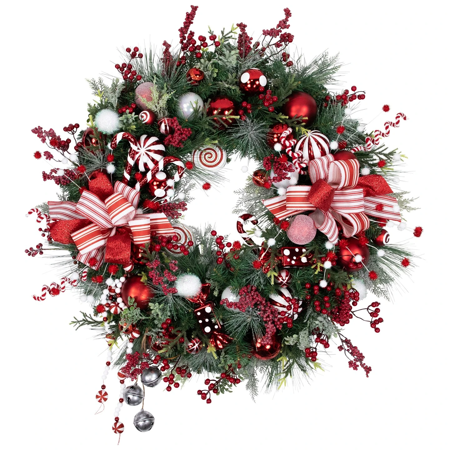 Northlight Peppermint Candy Artificial Pine Christmas Wreath - 42" - Unlit Red 4 Northlight Peppermint Candy Artificial Pine Christmas Wreath - 42" - Unlit Red - Image 2